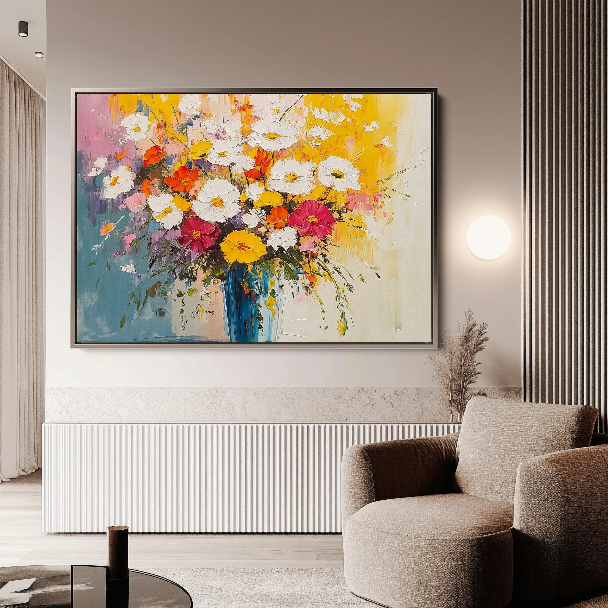 Floral 972 Canvas Art 60 x 40 cm / Black
