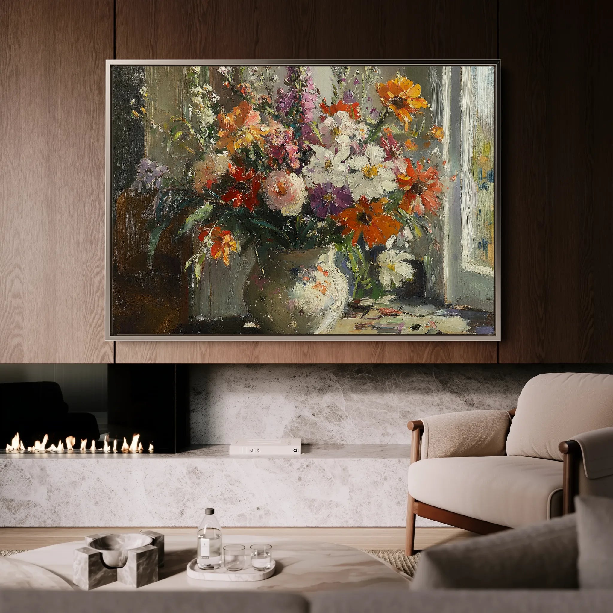 Floral 976 Canvas Art 60 x 40 cm / Black