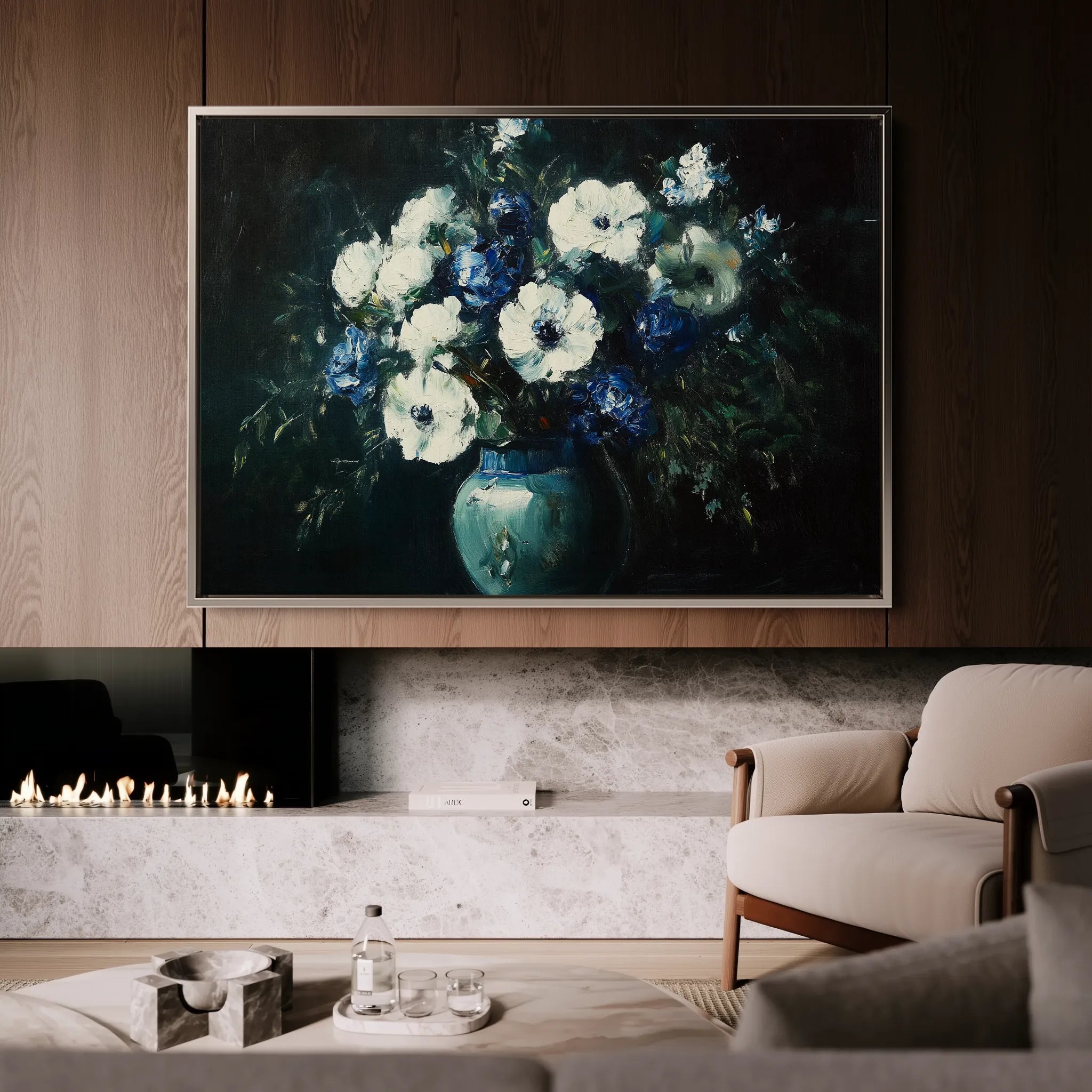 Floral 985 Canvas Art 60 x 40 cm / Black
