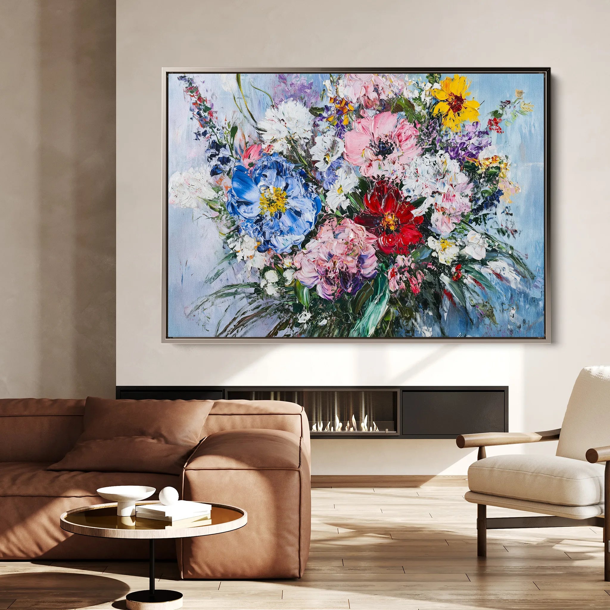 Floral 987 Canvas Art 60 x 40 cm / Black