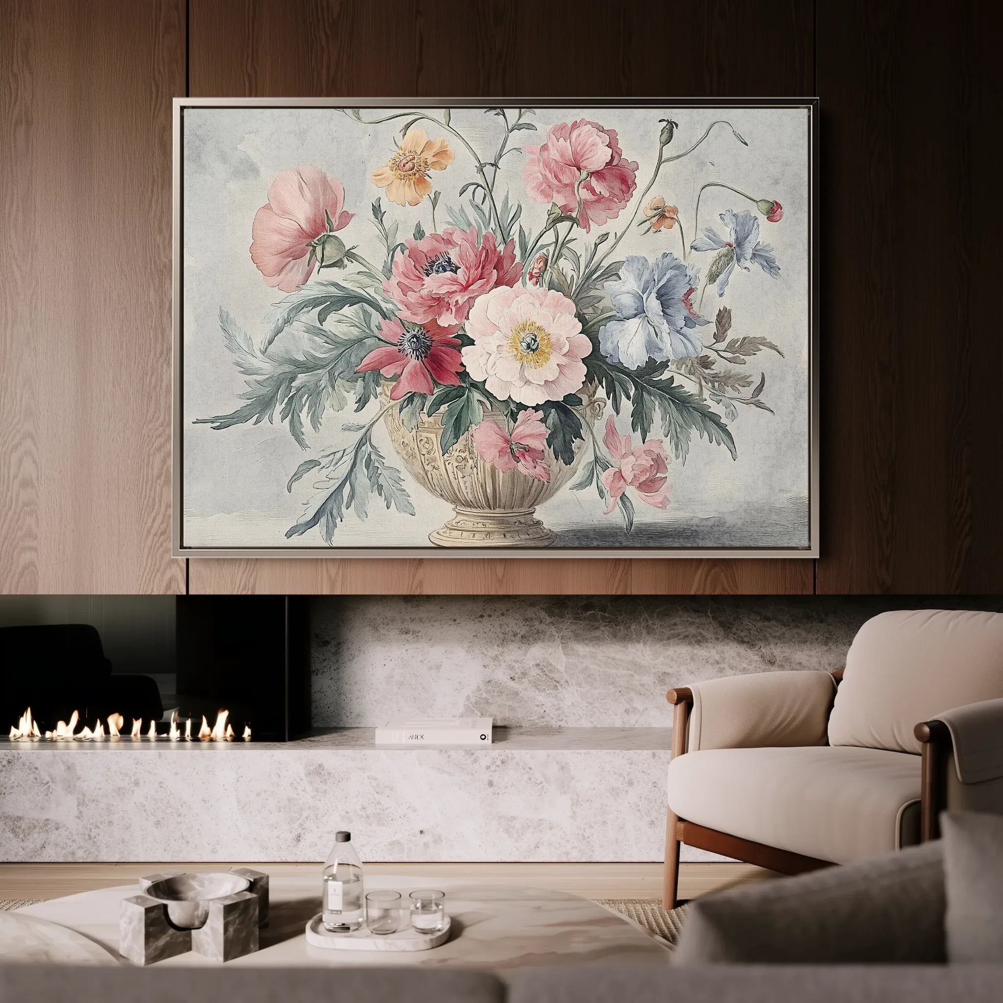 Floral 988 Canvas Art 60 x 40 cm / Black