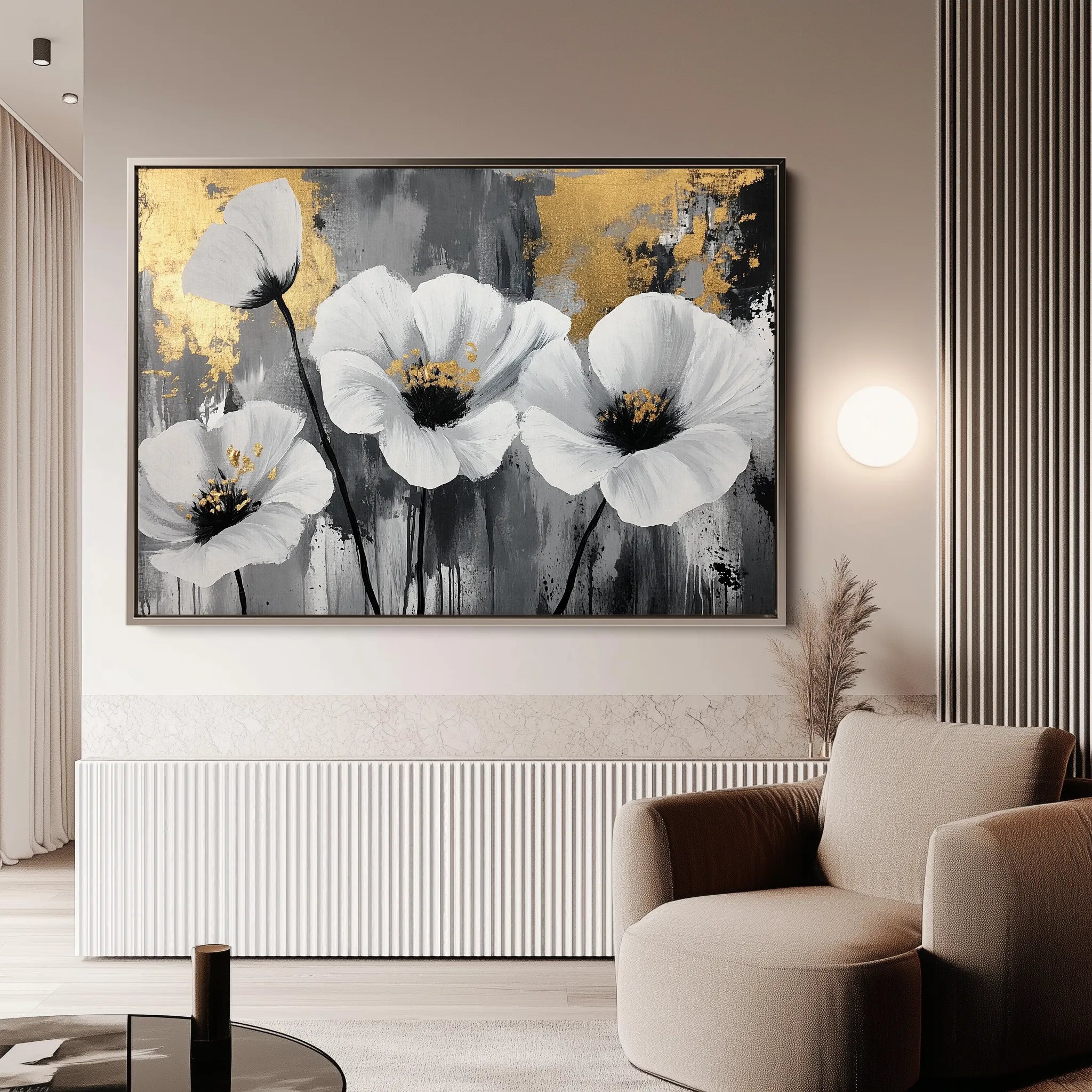 Floral 993 Canvas Art 60 x 40 cm / Black
