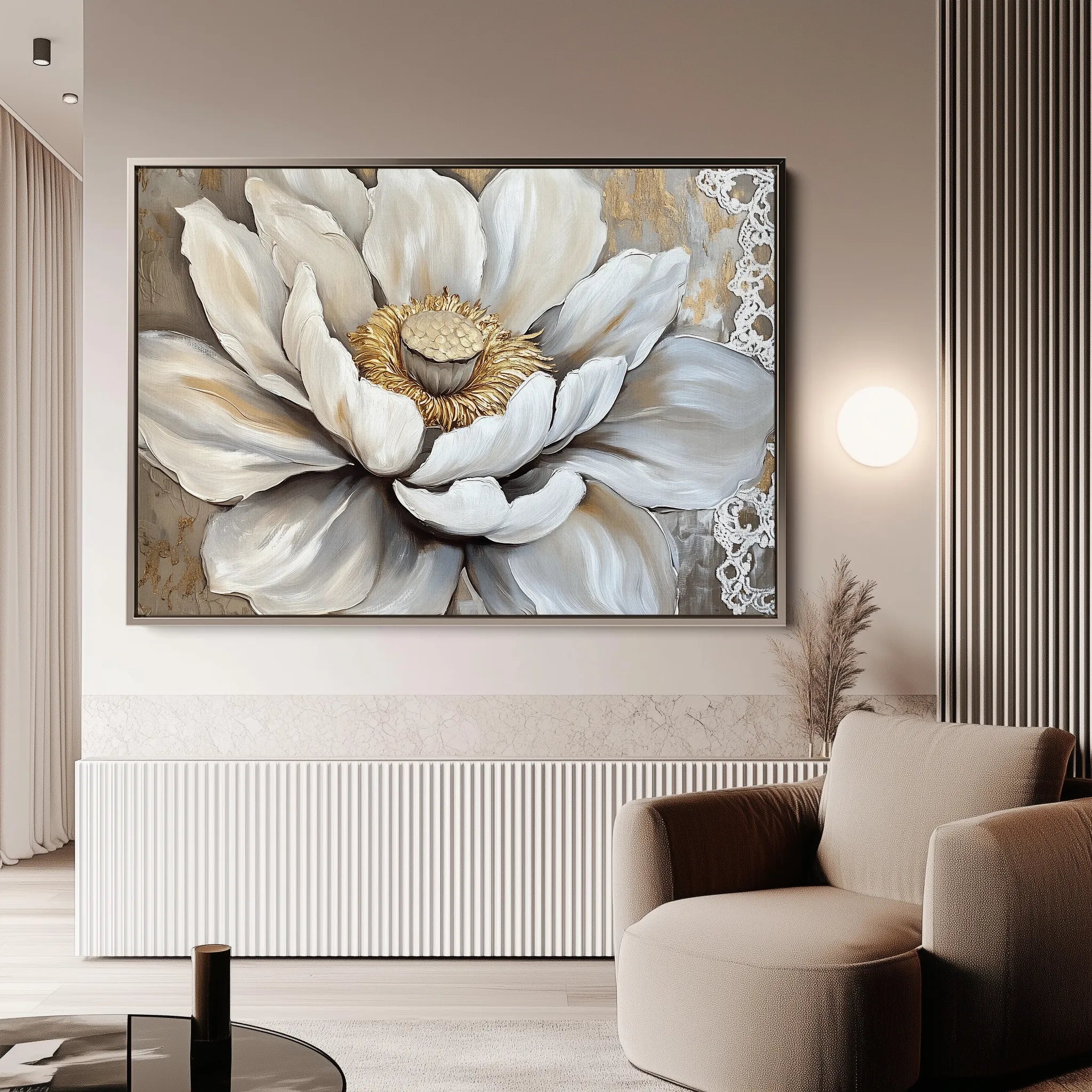 Floral 996 Canvas Art 60 x 40 cm / Black