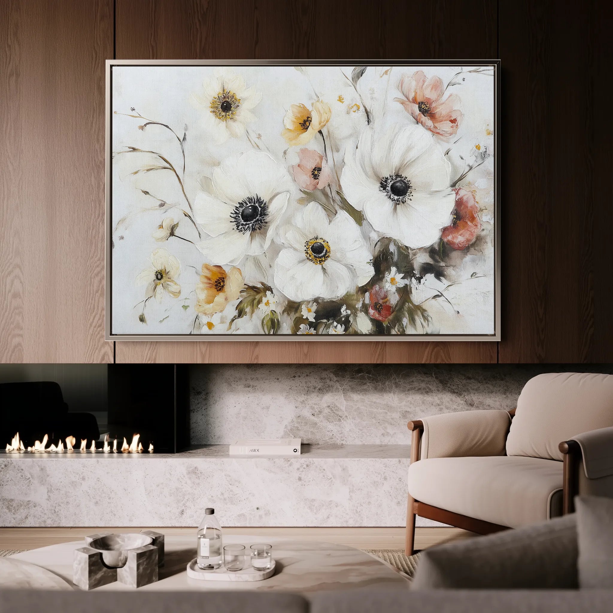 Floral 997 Canvas Art 60 x 40 cm / Black